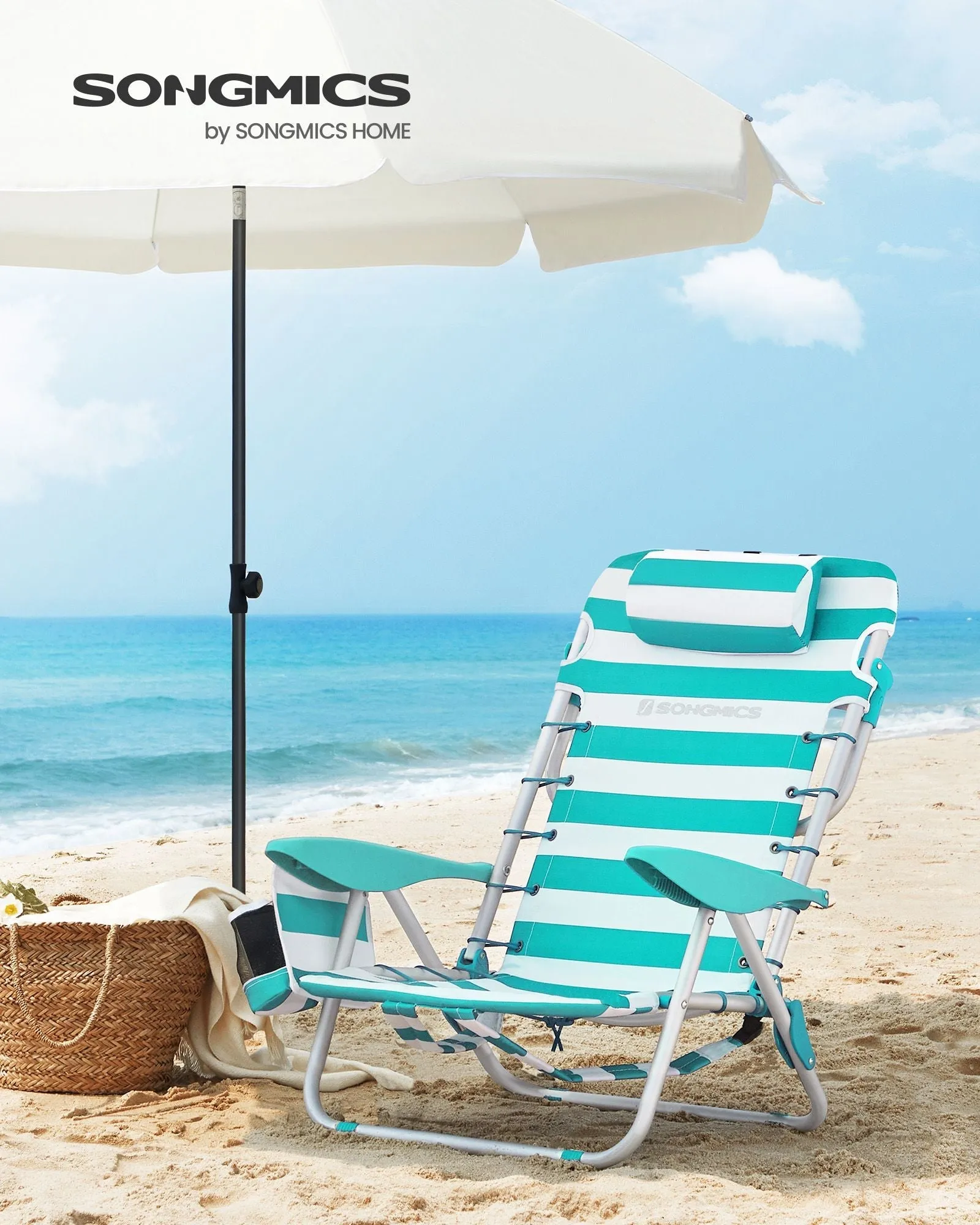 Rootz Camping Chairs - Green-White - Aluminum Frame - Oxford Cloth - Lightweight - 68cm x 63cm x 75cm - Foldable - Set of 2
