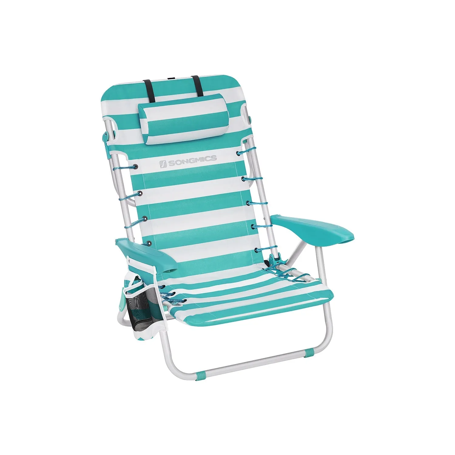 Rootz Camping Chairs - Green-White - Aluminum Frame - Oxford Cloth - Lightweight - 68cm x 63cm x 75cm - Foldable - Set of 2