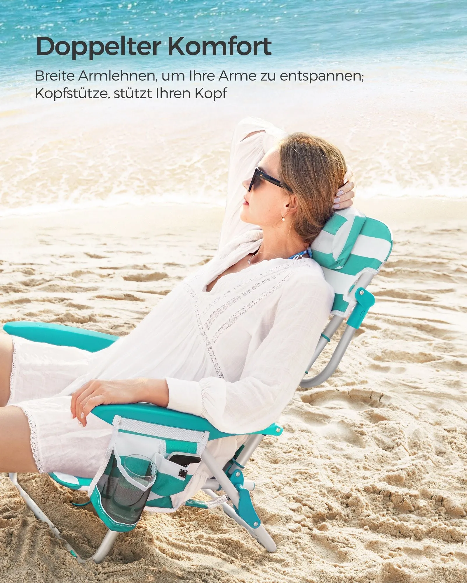 Rootz Camping Chairs - Green-White - Aluminum Frame - Oxford Cloth - Lightweight - 68cm x 63cm x 75cm - Foldable - Set of 2