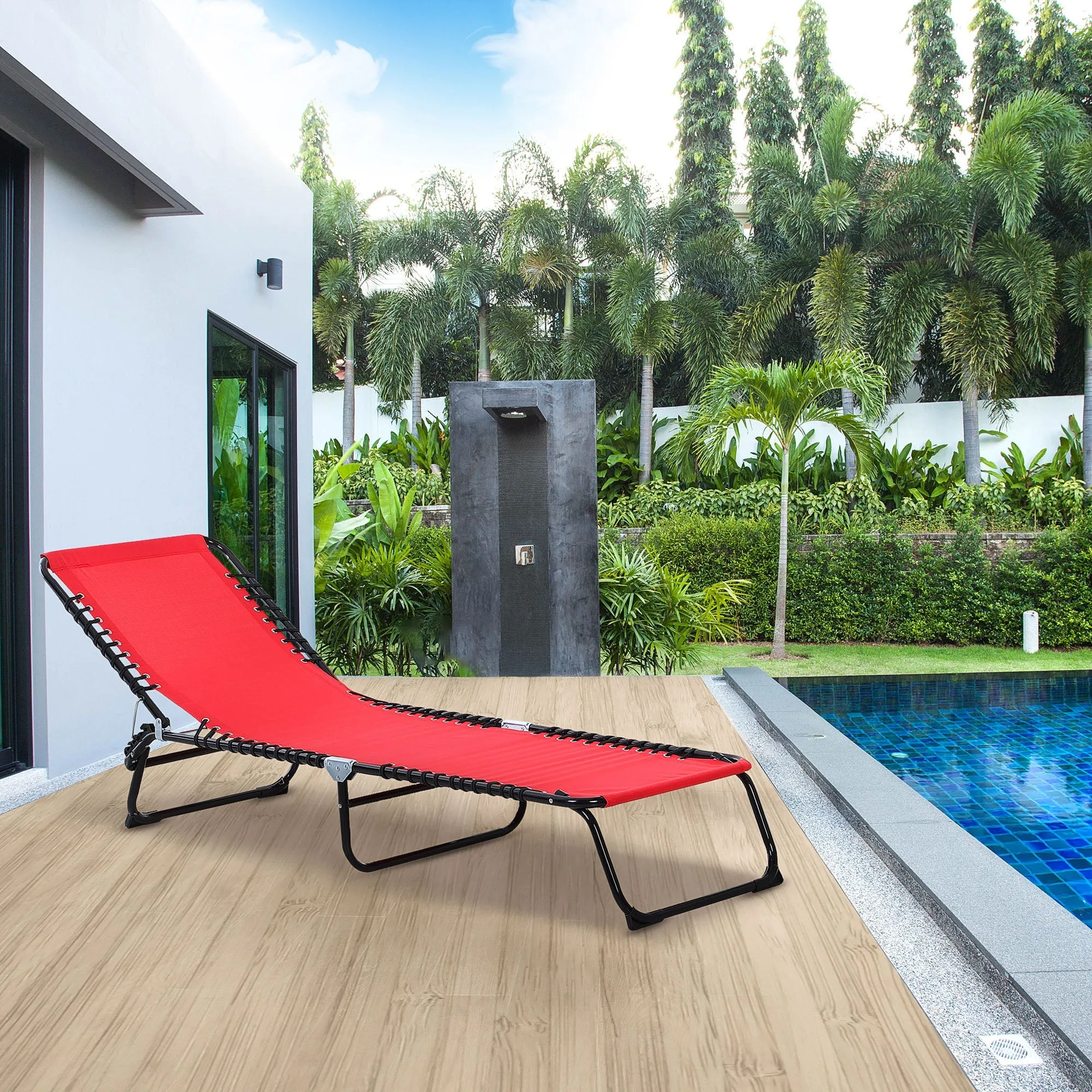 Rootz Sun Lounger - Foldable Deck Chair - Beach Lounger - Adjustable Comfort - 197cm x 58cm x 30cm