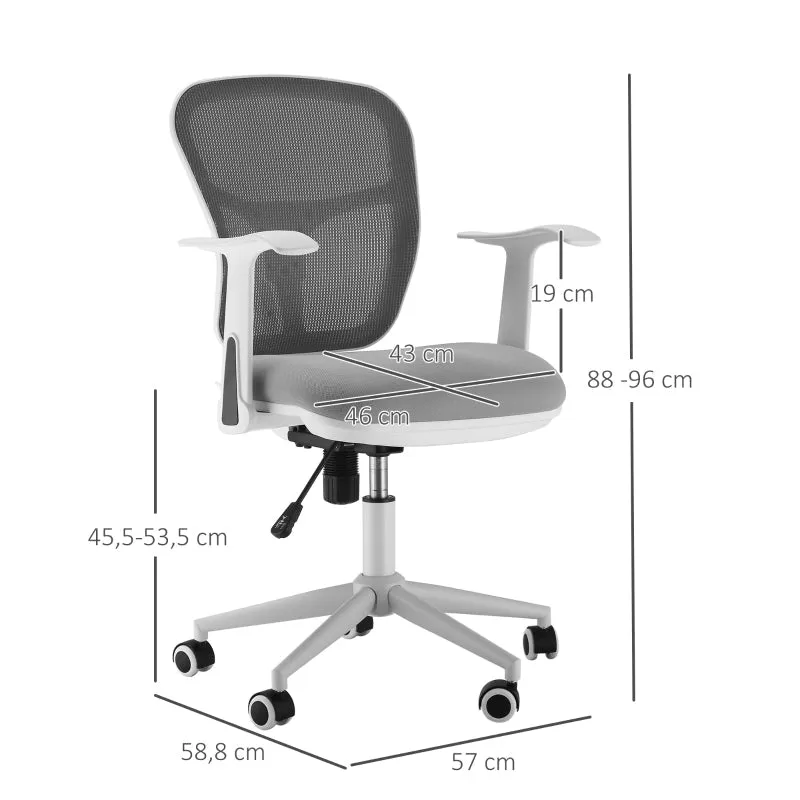 Rootz Vinsetto Office Chair - Ergonomic Desk Chair - Adjustable Computer Chair - Breathable Mesh - Easy Mobility - 57W x 58.8D x 88-96H cm