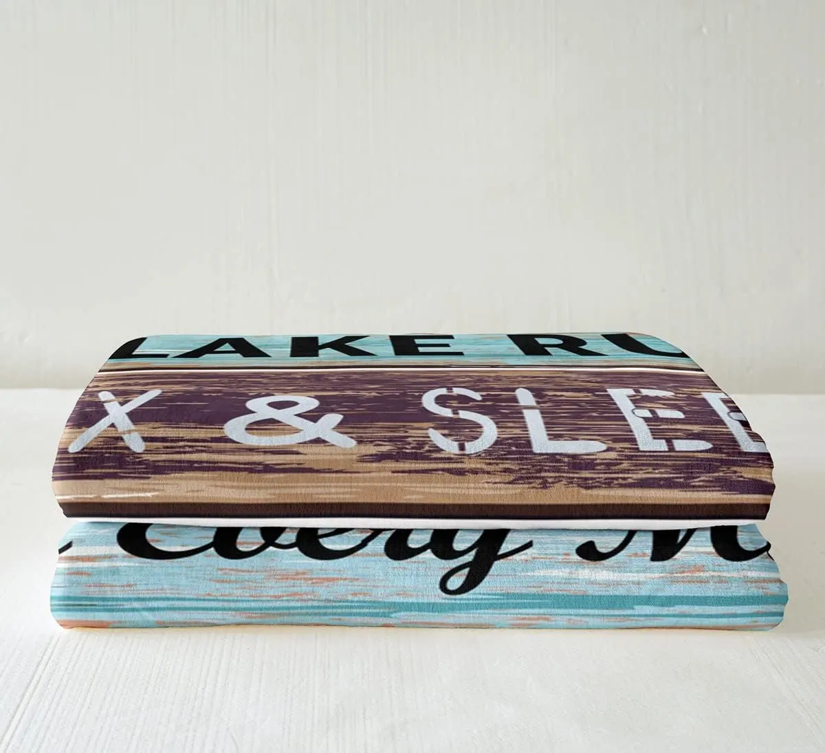 Rustic Farmhouse Throw Blanket Lake House Bed Blanket for Adults Women Men Teens Bedroom Decor Lake Boating Lover Fleece Blanket Lake Life Fuzzy Blanket Blue with for Chair/Sofa,60"×80"