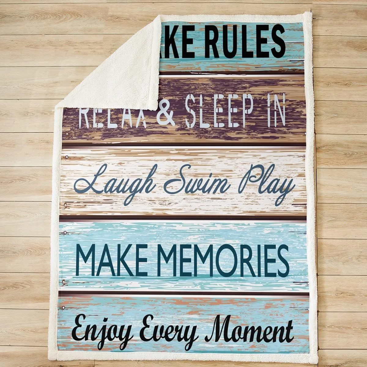 Rustic Farmhouse Throw Blanket Lake House Bed Blanket for Adults Women Men Teens Bedroom Decor Lake Boating Lover Fleece Blanket Lake Life Fuzzy Blanket Blue with for Chair/Sofa,60"×80"