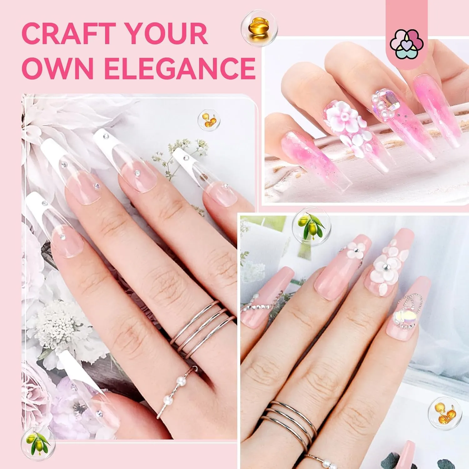 SAVILAND Acrylic Nail Kit with Drill: Professional Nail Kit Acrylic Set for Beginners with Everything Gel Polish U V Light Decorations for Home Salon Gift Set