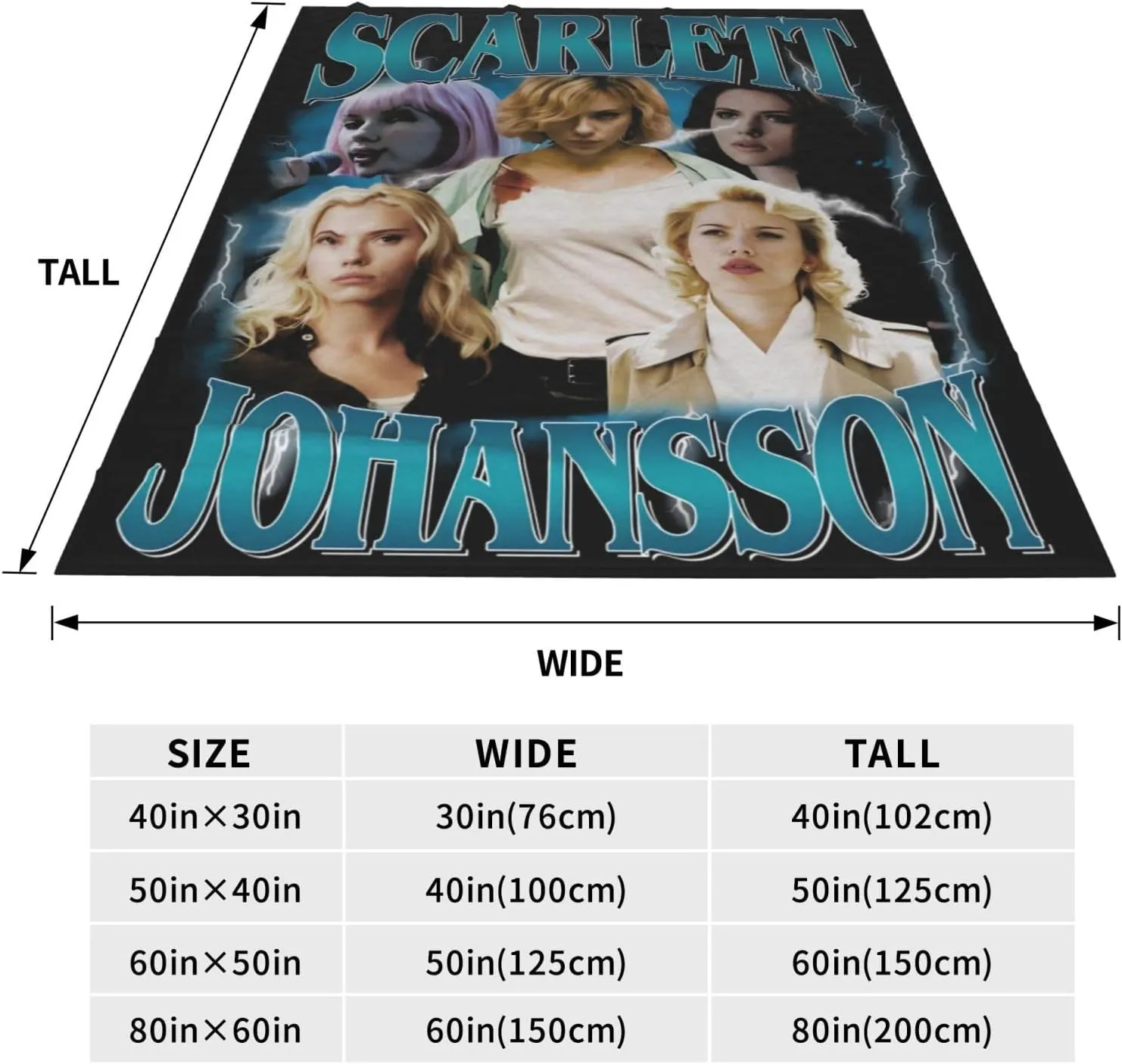 Scarlett Johansson Blanket Flannel Fleece Printed Throw Blankets Ultra Soft Micro Warm Blanket for All Season Bedding Chair Sofa Couch Bed 50"x40"