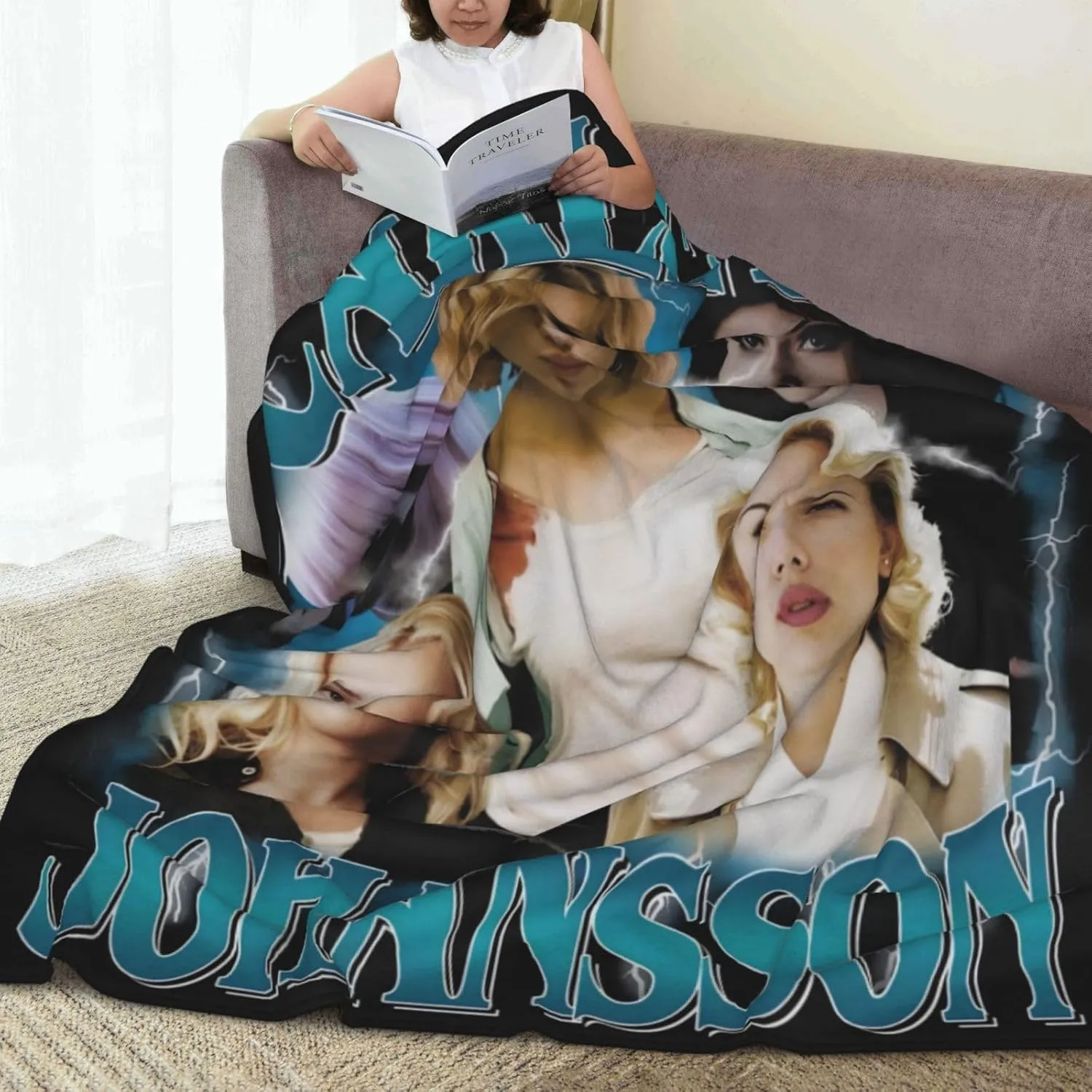 Scarlett Johansson Blanket Flannel Fleece Printed Throw Blankets Ultra Soft Micro Warm Blanket for All Season Bedding Chair Sofa Couch Bed 50"x40"