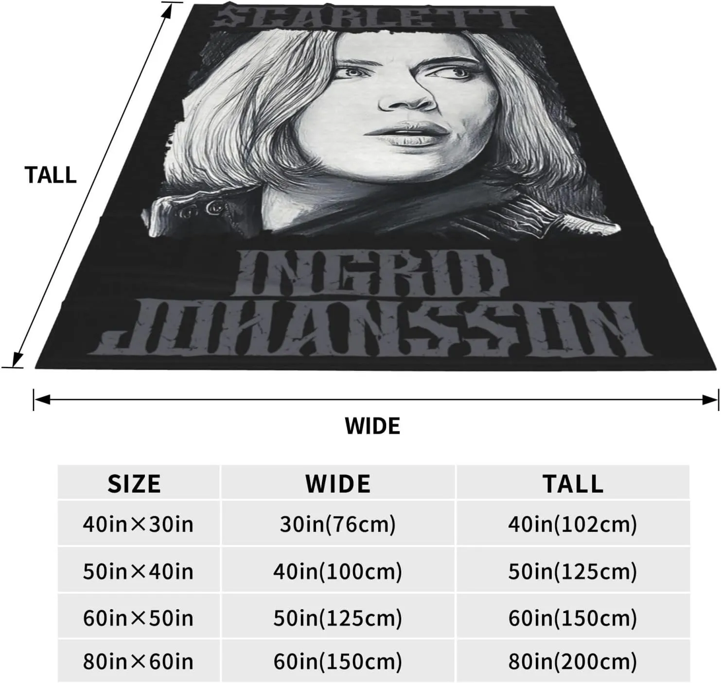 Scarlett Johansson Blanket Flannel Fleece Printed Throw Blankets Ultra Soft Micro Warm Blanket for All Season Bedding Chair Sofa Couch Bed 50"x40"