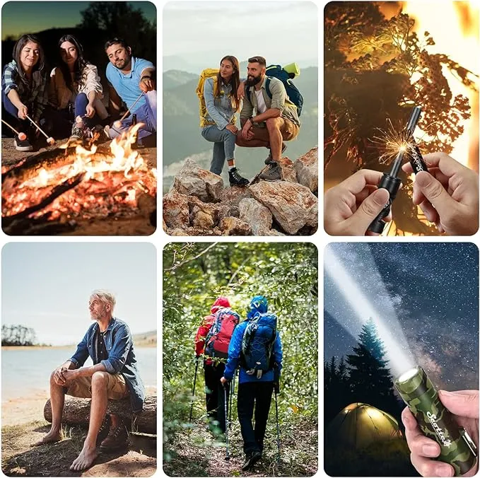 Scotte Electric Lighter USB Rechargeable Plasma Lighter Waterproof Lighter with Flashlight Arc Lighter Include 5 in 1 Magnesium Fire Starter for Outdoor Camping Hiking Tactical Survival Lighter