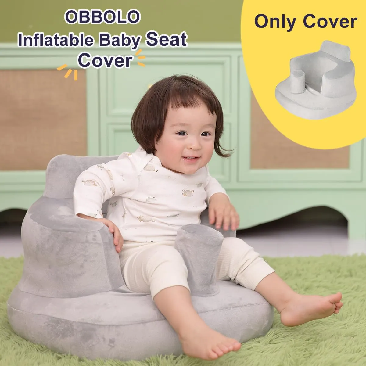 Seat Cover Compatible with Inflatable Baby Seat, Breathable and Comfortable Seat Cover Fits OBBOLO Inflatable Baby Chair and Similar Sizes (20" D x 18.9" W x 13.8" H), Cover Only