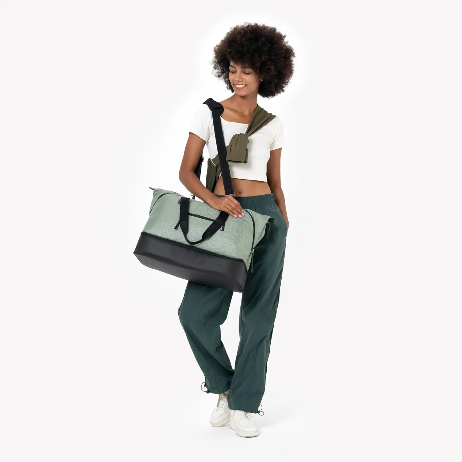 Sherpani Boston, Anti-Theft Weekender Bags,Travel Duffel Bag for Women, Carry On Tote Bag with Removable Shoe Bottom Compartment, Metal Hardware