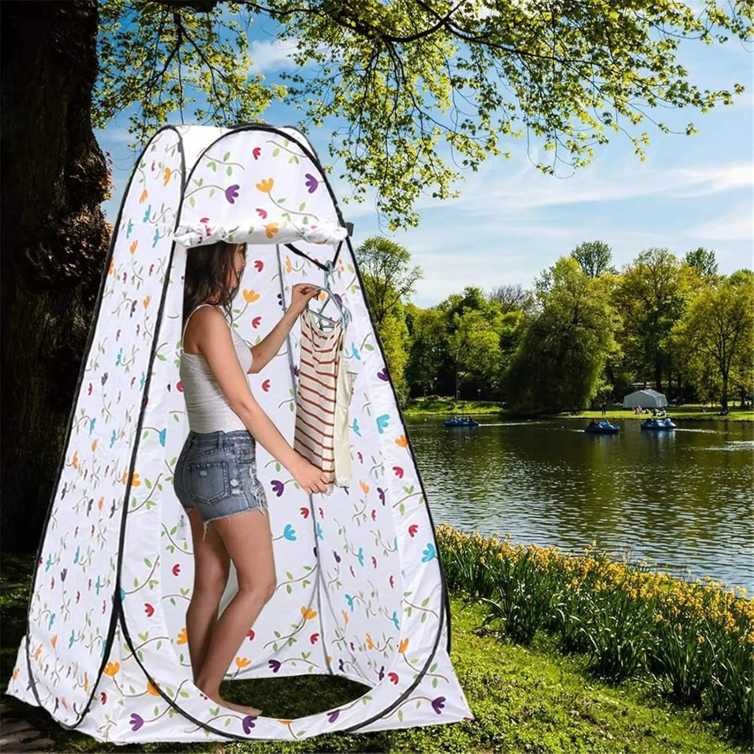 Shower Tent Portable Instant Privacy Shower Toilet Camping Tent Travel Picnic Easy to Set Up (Multicolor Colored)