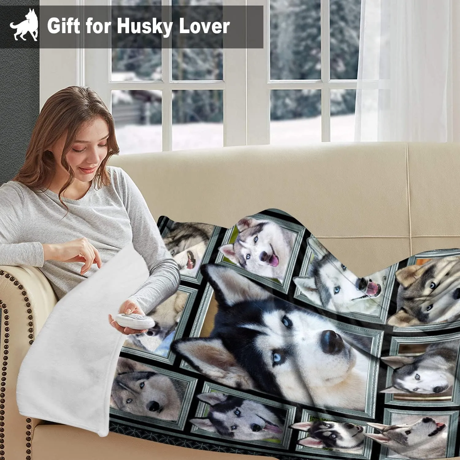 Siberian Husky Blanket for Kids Boys Girls, Siberian Husky Gifts for Dog Lover, Super Soft Fuzzy Dog Throw Blanket Siberian Huskies Print Plush Gift for Birthday Christmas 40x50 inch
