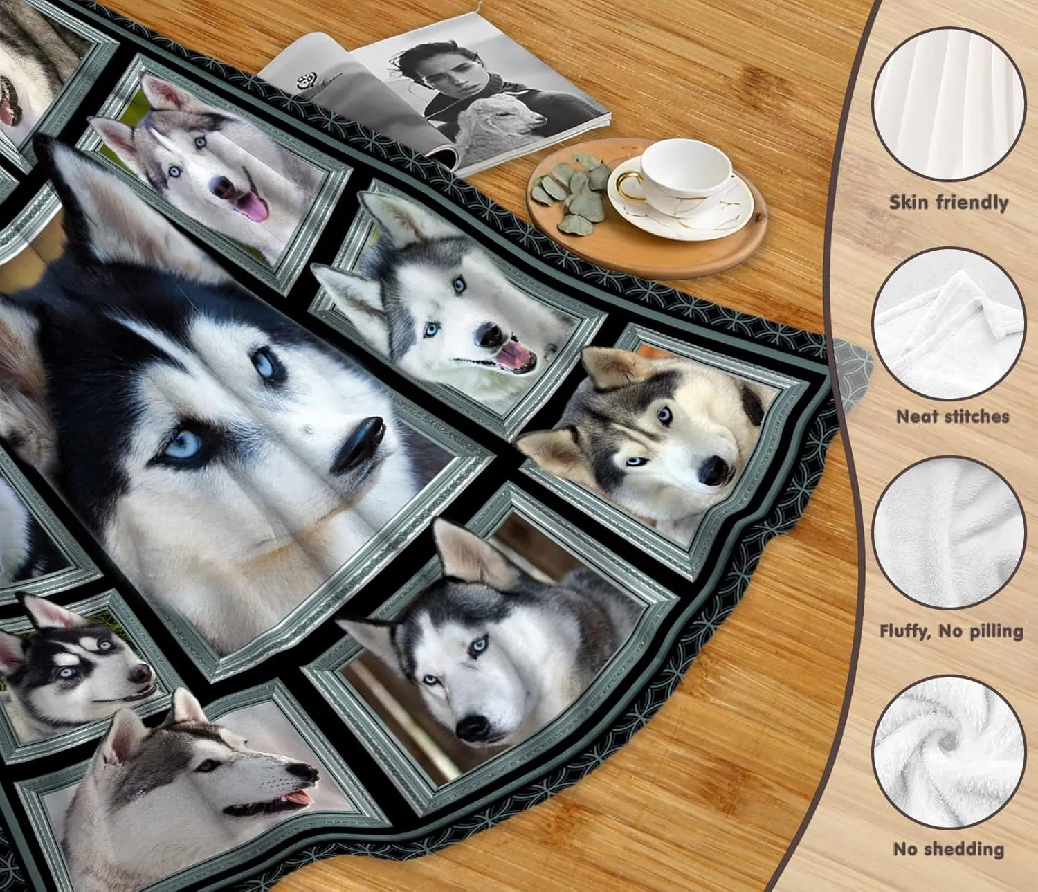 Siberian Husky Blanket for Kids Boys Girls, Siberian Husky Gifts for Dog Lover, Super Soft Fuzzy Dog Throw Blanket Siberian Huskies Print Plush Gift for Birthday Christmas 40x50 inch