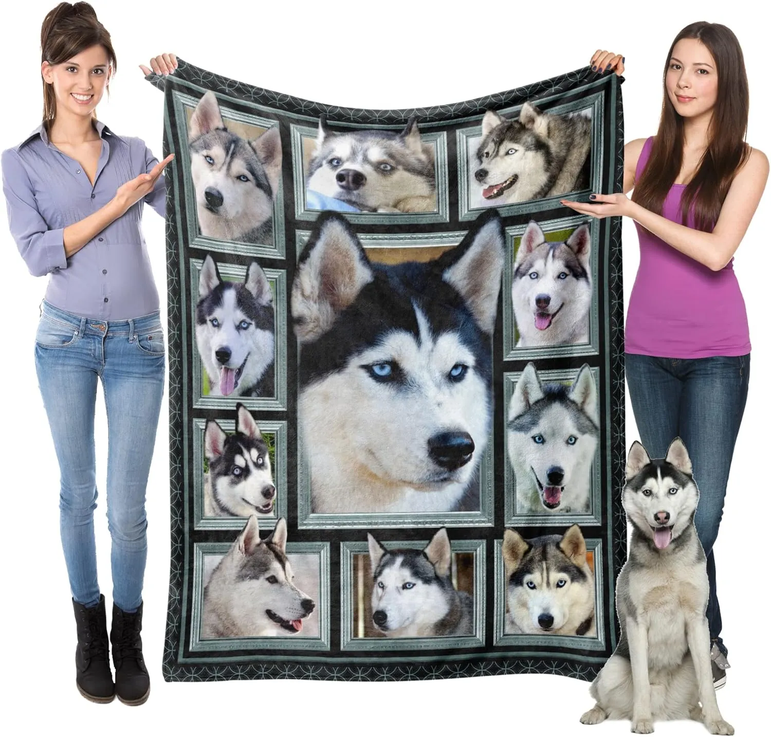 Siberian Husky Blanket for Kids Boys Girls, Siberian Husky Gifts for Dog Lover, Super Soft Fuzzy Dog Throw Blanket Siberian Huskies Print Plush Gift for Birthday Christmas 40x50 inch