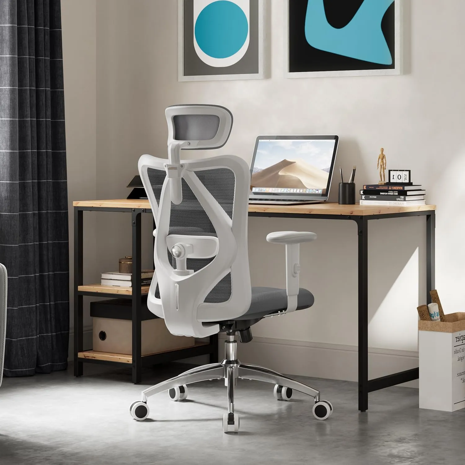 SIHOO M18 Ergonomic Office Chair, Computer Desk Chair with Adjustable Headrest and Lumbar Support, High Back Executive Swivel Chair for Home Office (Dark Gray)
