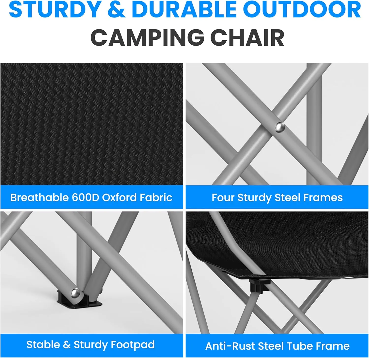 Simple Deluxe Portable Folding Rocking Chair, Camping Kickback Rocker with Durable Armrests, Drink Holder & Relaxed Lowered Seat for Comfort (Chair with Canopy)