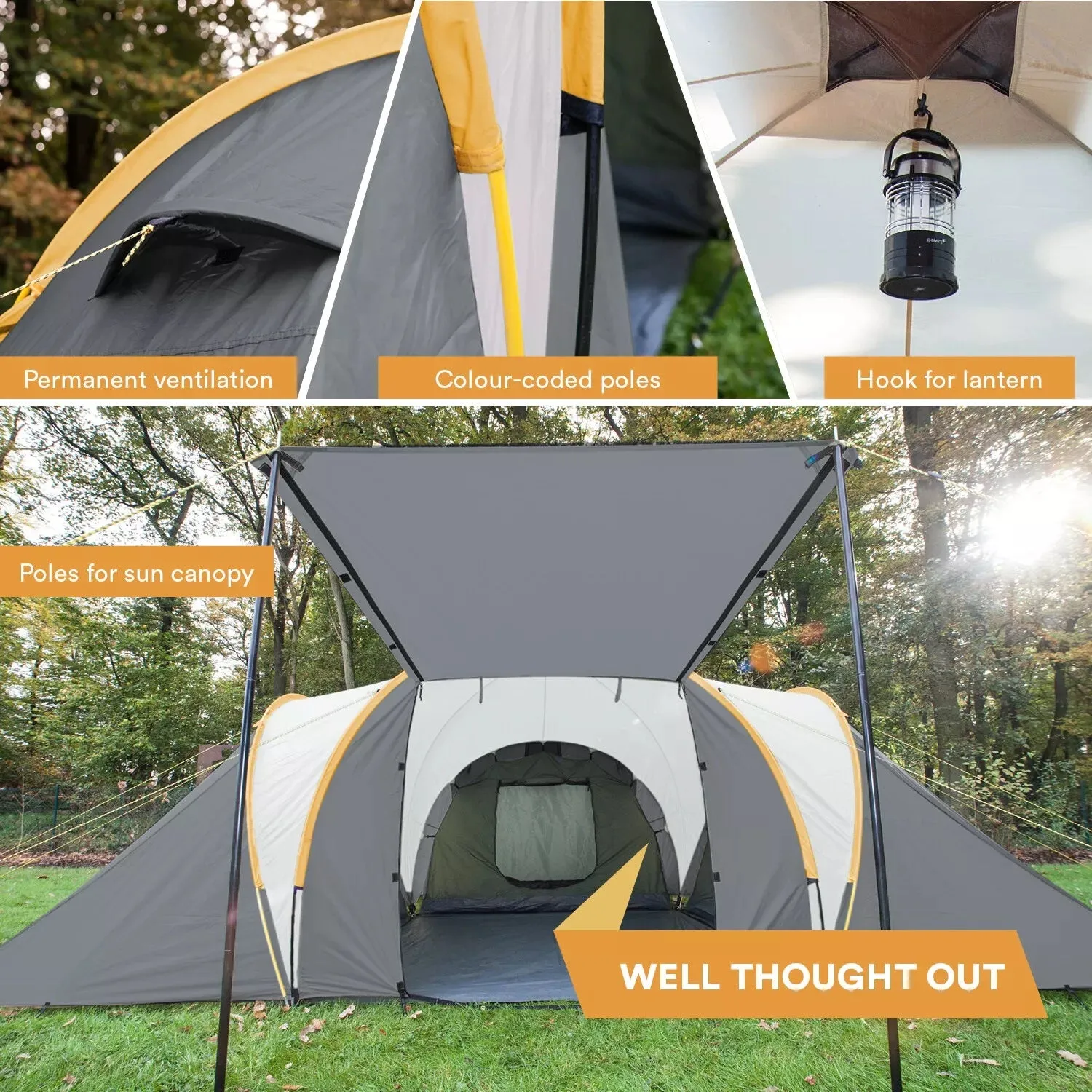 Skandika Daytona 6 Tent 6 Person in Grey with Orange Trim (SKA0013)