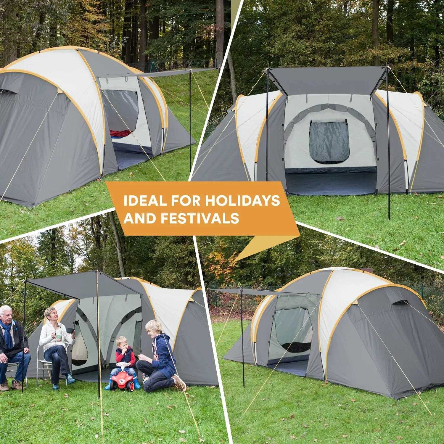 Skandika Daytona 6 Tent 6 Person in Grey with Orange Trim (SKA0013)