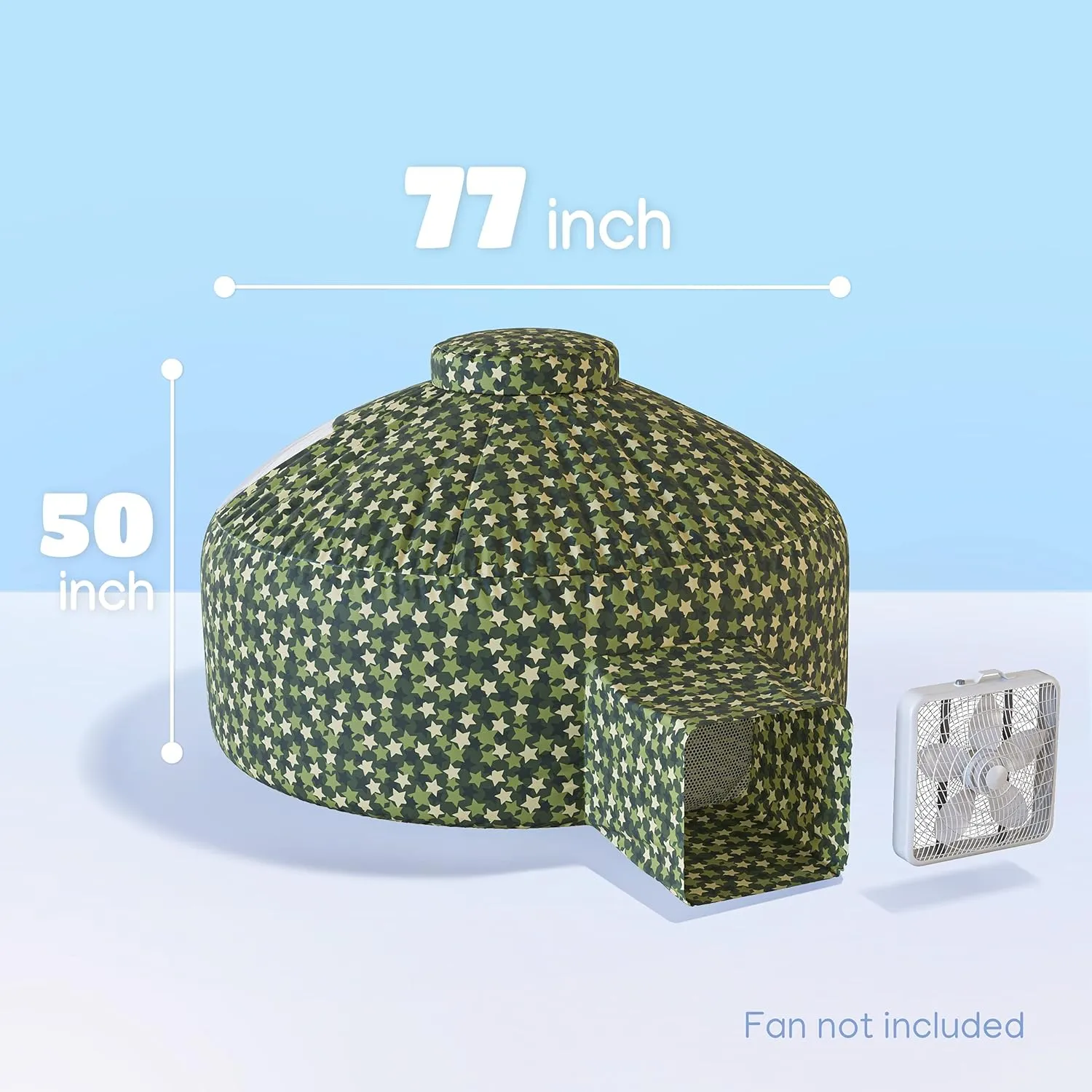 Skywin Inflatable Air Tent for Kids (77” x 50”), Perfect for Social or Solo Imaginative Play, Blow Up Tent, Sets Up and Stores Away in Seconds, Toddler Playhouse (Fan NOT Included) (Camo Star Green)