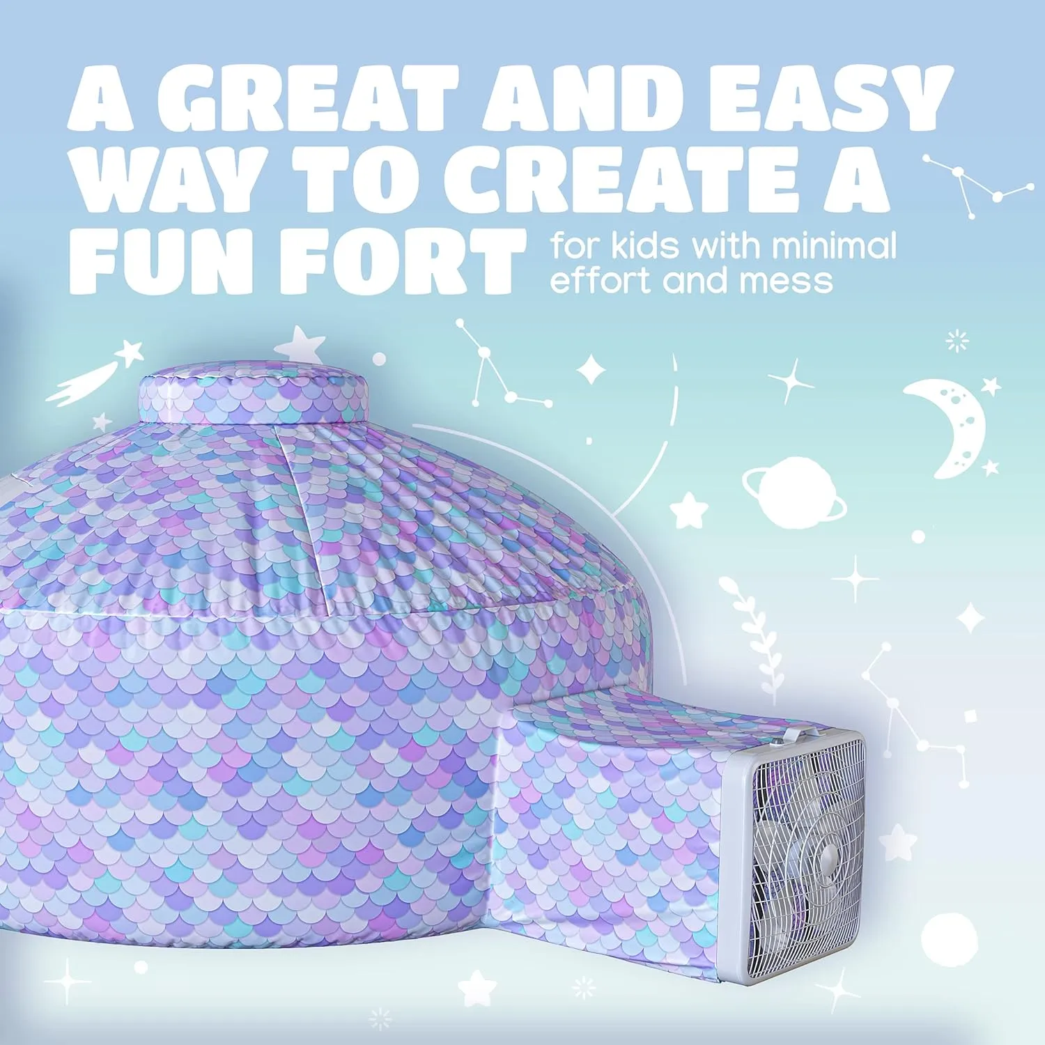 Skywin Inflatable Tent for Kids,Pack of 2 Inflatable Air Tent for Kids Sets Up and Stores Away in Seconds, Improved Blow up Fort (Fan NOT Included) (Fish Scale)