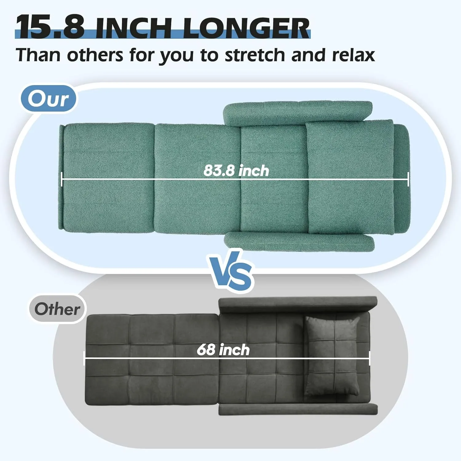 Sleeper Chair 84" Extra Long Convertible Chair Bed Upgraded 3-in-1 to 4-in-1 Pull Out Chair & Single Sofa Bed for Adult Sleeping Chair for Living Room & Small Space