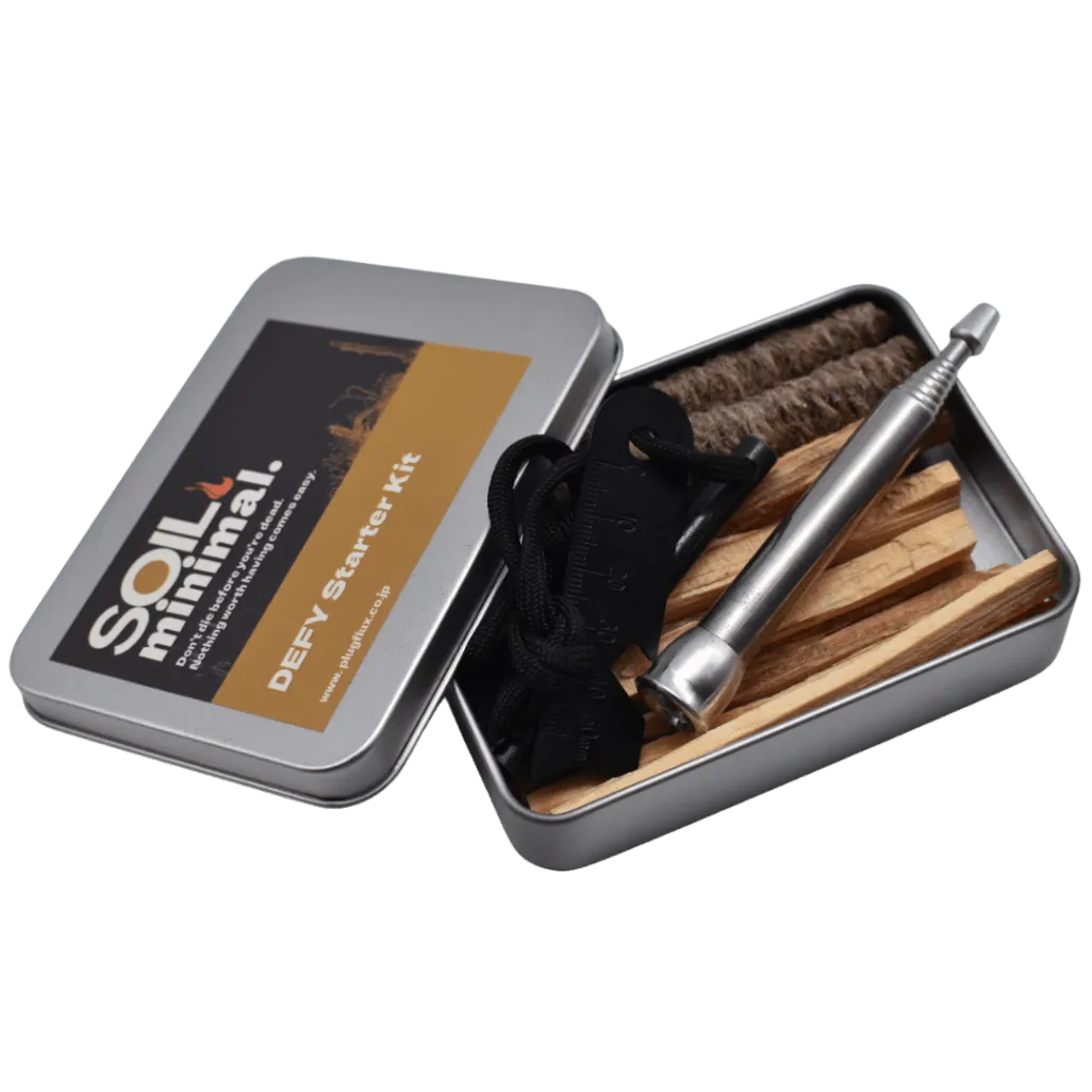 SOIL minimal. DEFY Starter Kit ソイルミニマル ファイヤースチール ファイヤーブラスター ファットウッド ジュート 麻ひも 火起こしセット