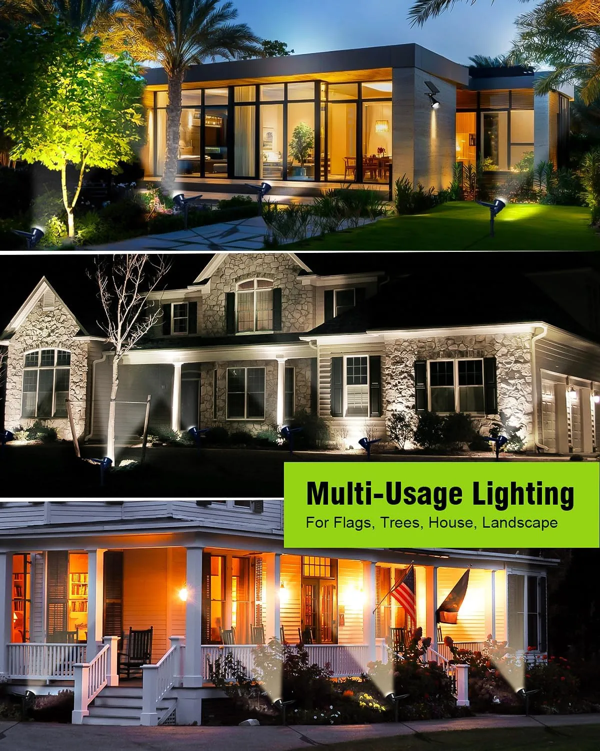 Solar Spot Lights Outdoor, Bright Solar Landscape Spotlights Waterproof 18LED 2-in-1 Solar Powered Flag Light Adjustable Auto On/Off Uplights for Flag Pole Garden Yard 1Pack (Cool White)