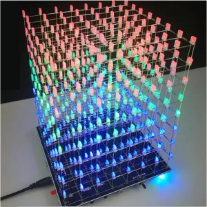 Soldering Practice Kit - 8x8x8 LED Color Light Cube Electronics DIY Project Kit for Children & Students