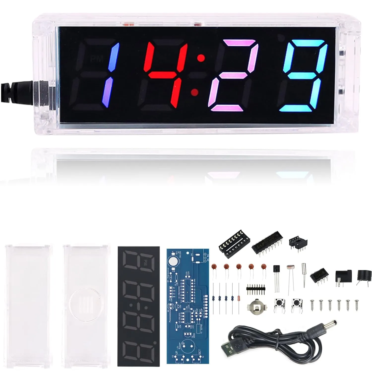 Soldering Practice Kit DIY RGB Digital Tube Adjustable Multifunctional Alarm Clock Electronics Projects Soldering Kit Welding Skills Learn Soldering Kit For DIYers (04SZ01)