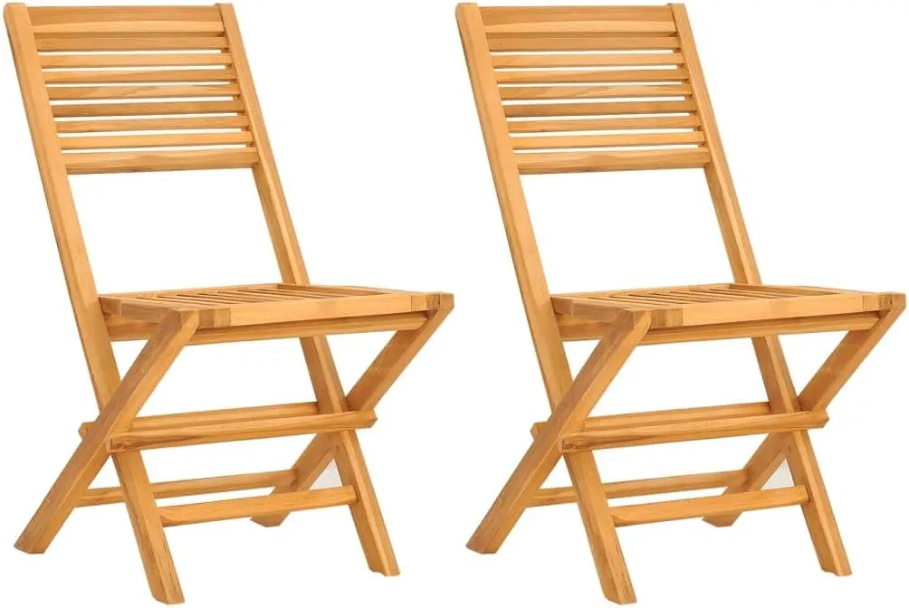 Solid Wood Teak Folding Patio Chairs 2 Pcs 18.5"" x24.4 x35.4 for Outdoor Patio Garden Lawn Camping Use