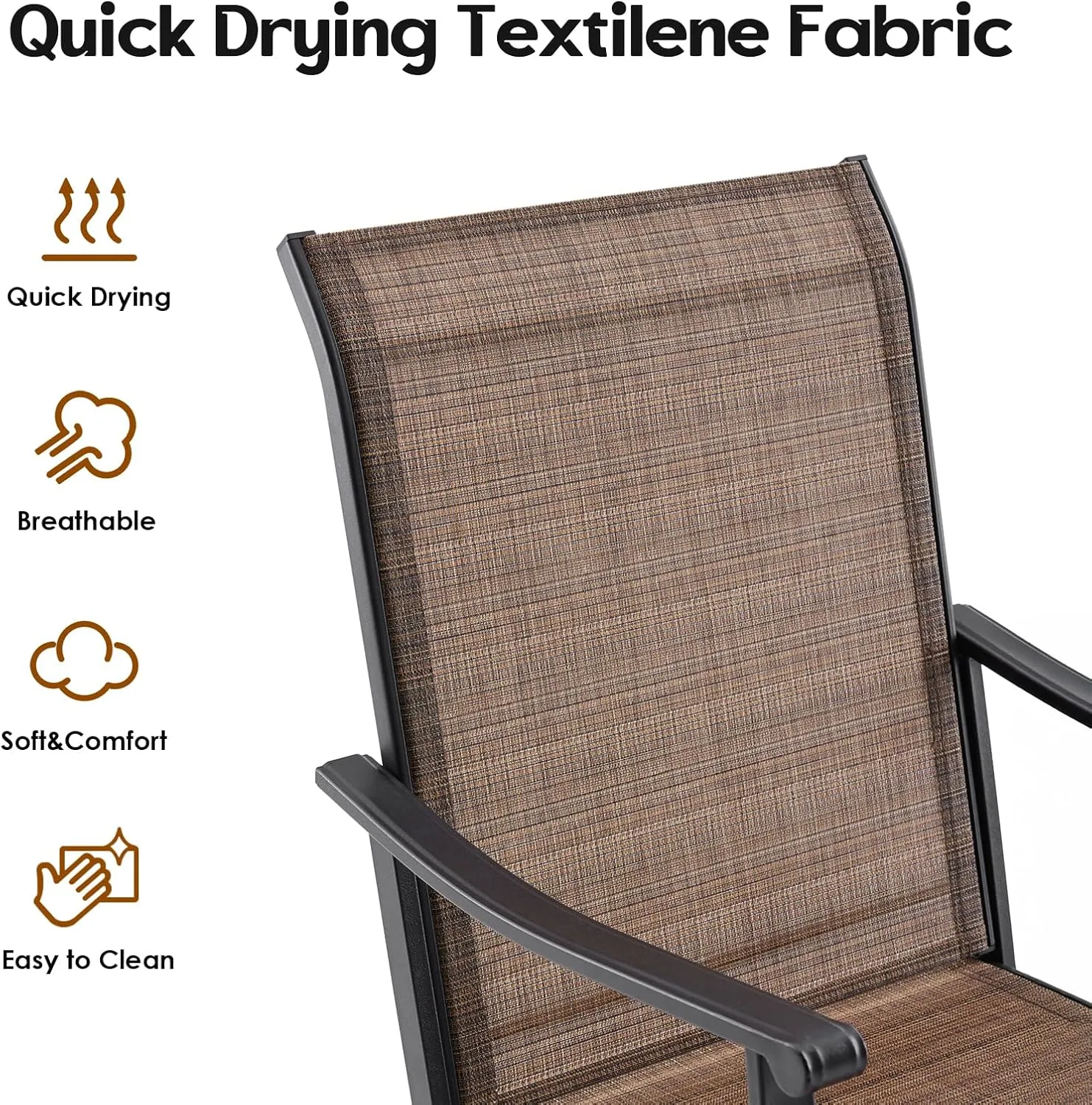 Soohow Outdoor Dining Chairs Set of 2, 360°Swivel Patio Dining Chair with Textilene Fabric, Outdoor Metal Armchair All Weather Resistant, Ergonomic Comfort, Perfect for Patio, Backyard, Balcony