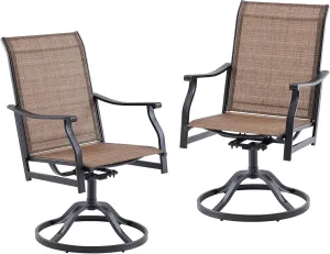 Soohow Outdoor Dining Chairs Set of 2, 360°Swivel Patio Dining Chair with Textilene Fabric, Outdoor Metal Armchair All Weather Resistant, Ergonomic Comfort, Perfect for Patio, Backyard, Balcony
