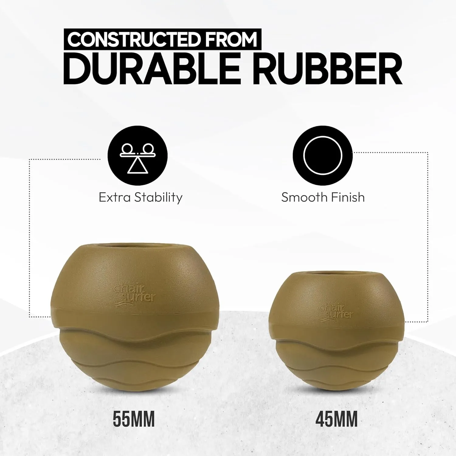 Stabilizing Rubber Ball Feet for Helinox Camping Chair - Durable Outdoor Chair Leg Cap, Help Stability on Rugged and Uneven Surfaces (Coyote TAN, 55mm)