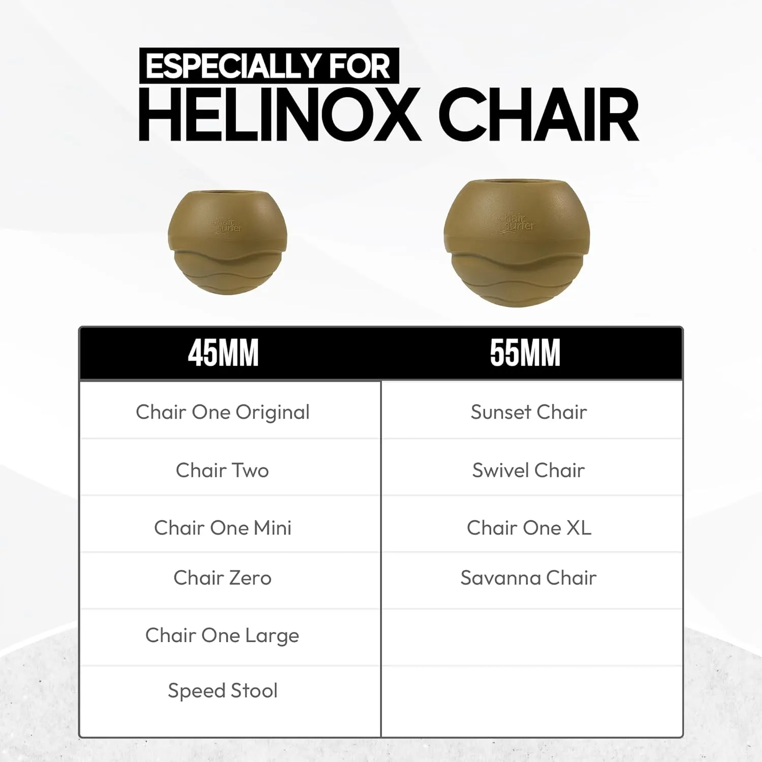 Stabilizing Rubber Ball Feet for Helinox Camping Chair - Durable Outdoor Chair Leg Cap, Help Stability on Rugged and Uneven Surfaces (Coyote TAN, 55mm)
