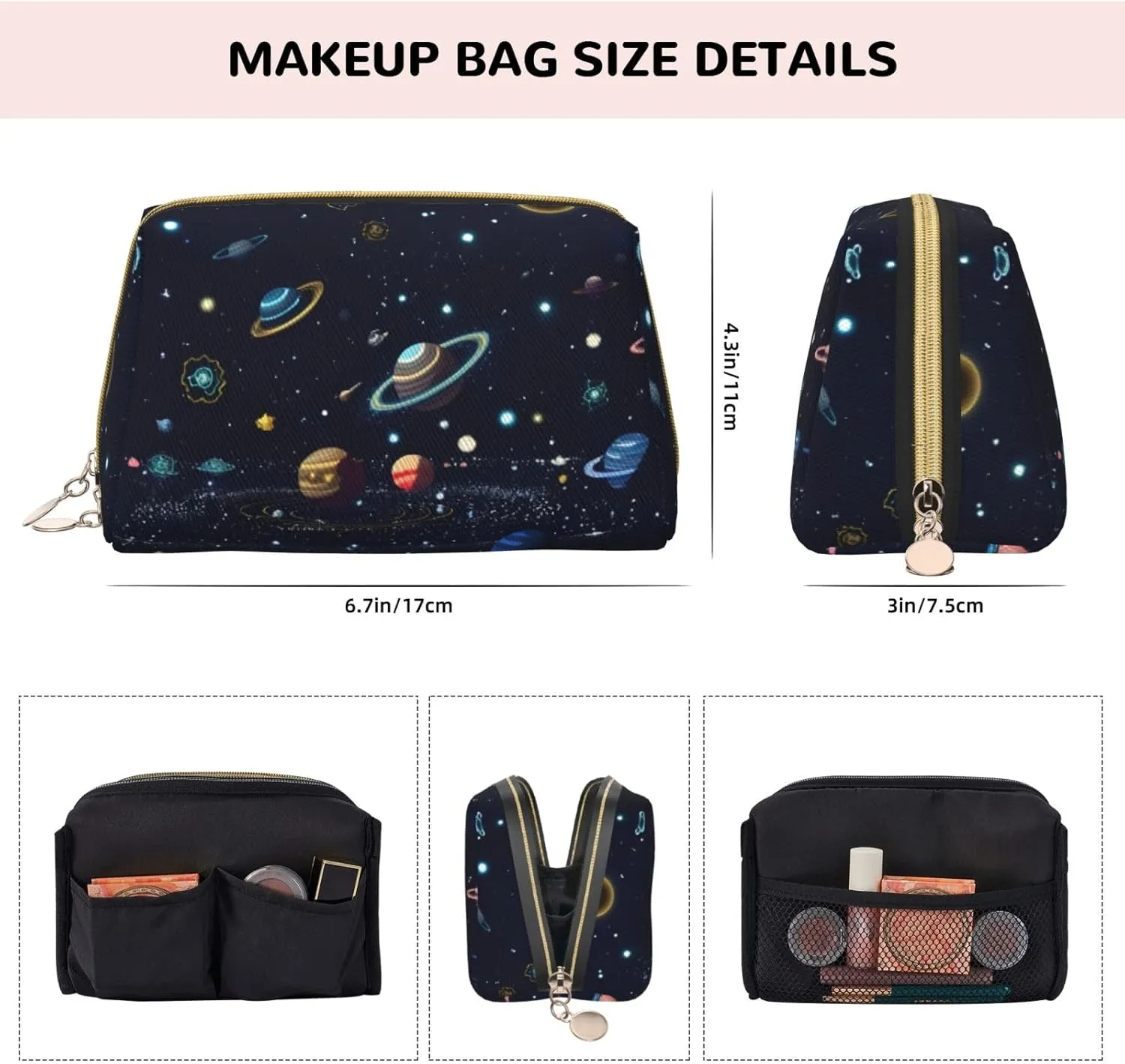 Star Constellation Map Toiletry Pouch, Travel-Friendly Makeup Organizer For Makeup Brushes, Lipsticks