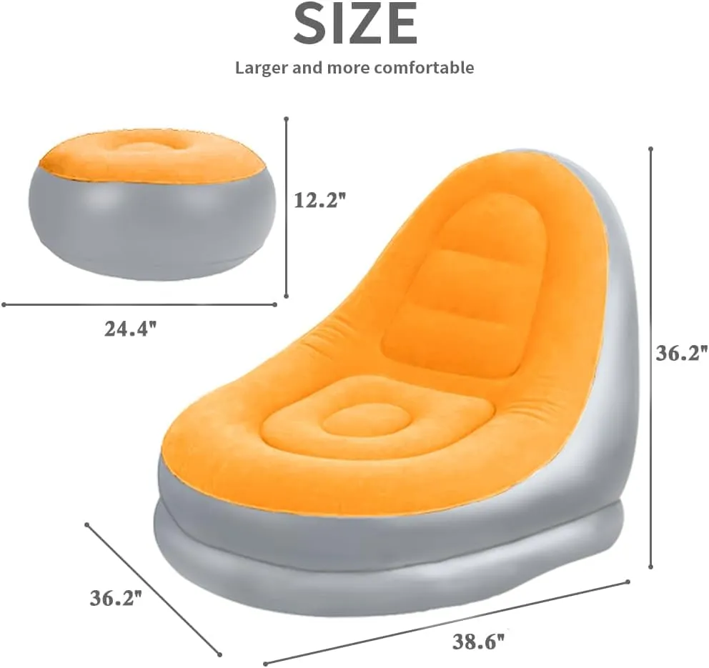 STARBRILLIANT Inflatable Deck Chair with Air Pump, Lounger Sofa for Indoor Living Room Bedroom, Outdoor Travel Camping Picnic Beach Chaise Lounges