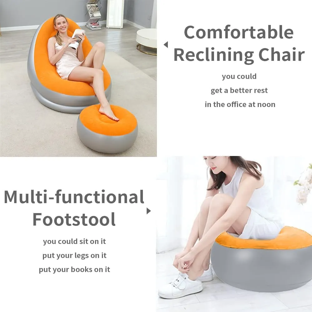 STARBRILLIANT Inflatable Deck Chair with Air Pump, Lounger Sofa for Indoor Living Room Bedroom, Outdoor Travel Camping Picnic Beach Chaise Lounges