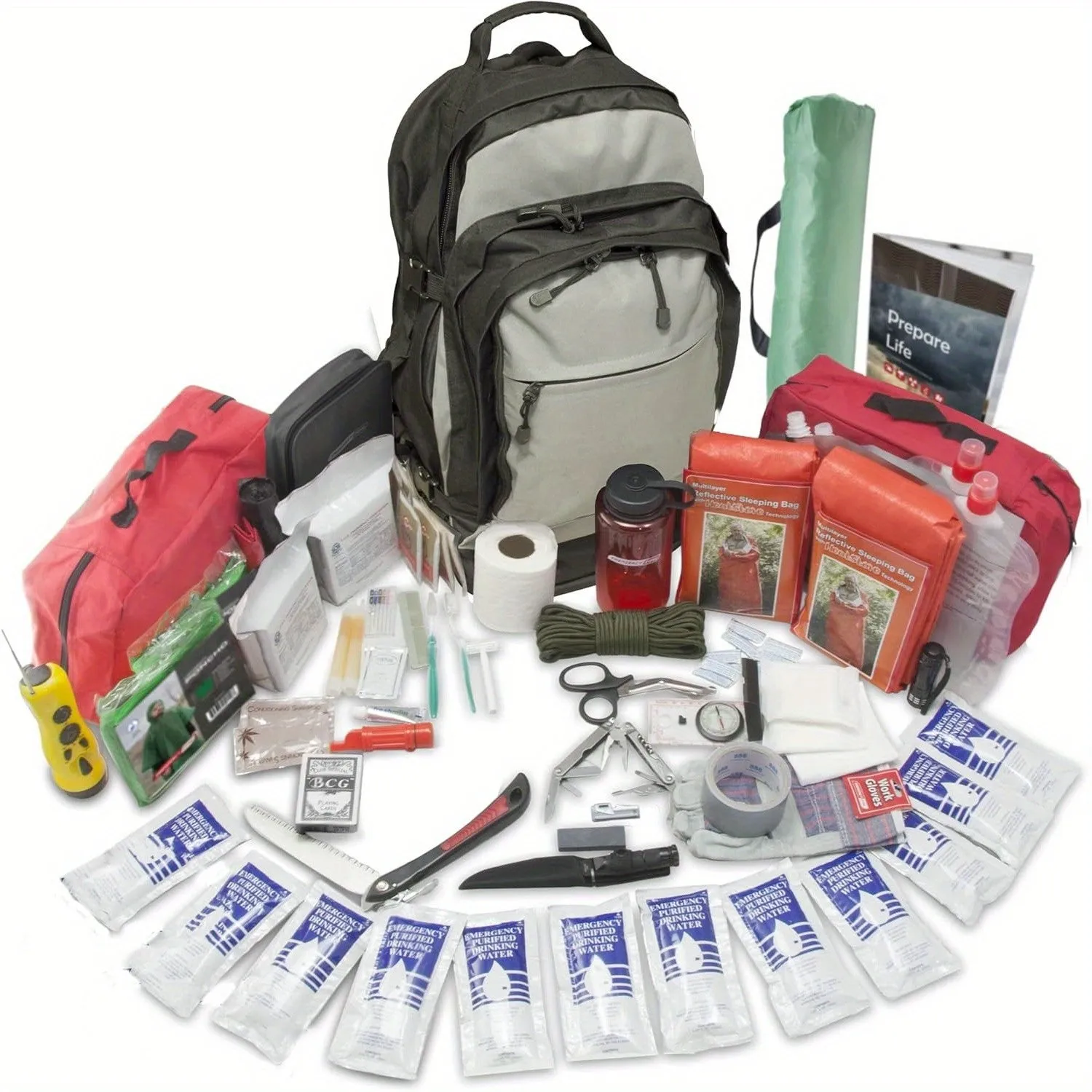Stealth Tactical 2-Person, 72-Hour Emergency Survival Kit, Wilderness Survival Gear, Waterproof & First Aid, Food & Water, Ready to go