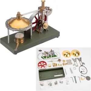 Steam Engine Kit, DIY Assembly Retro Vertical Metal Steam Engine Model with Spherical Boiler - Build Your Own Steam Engine (KIT Version)