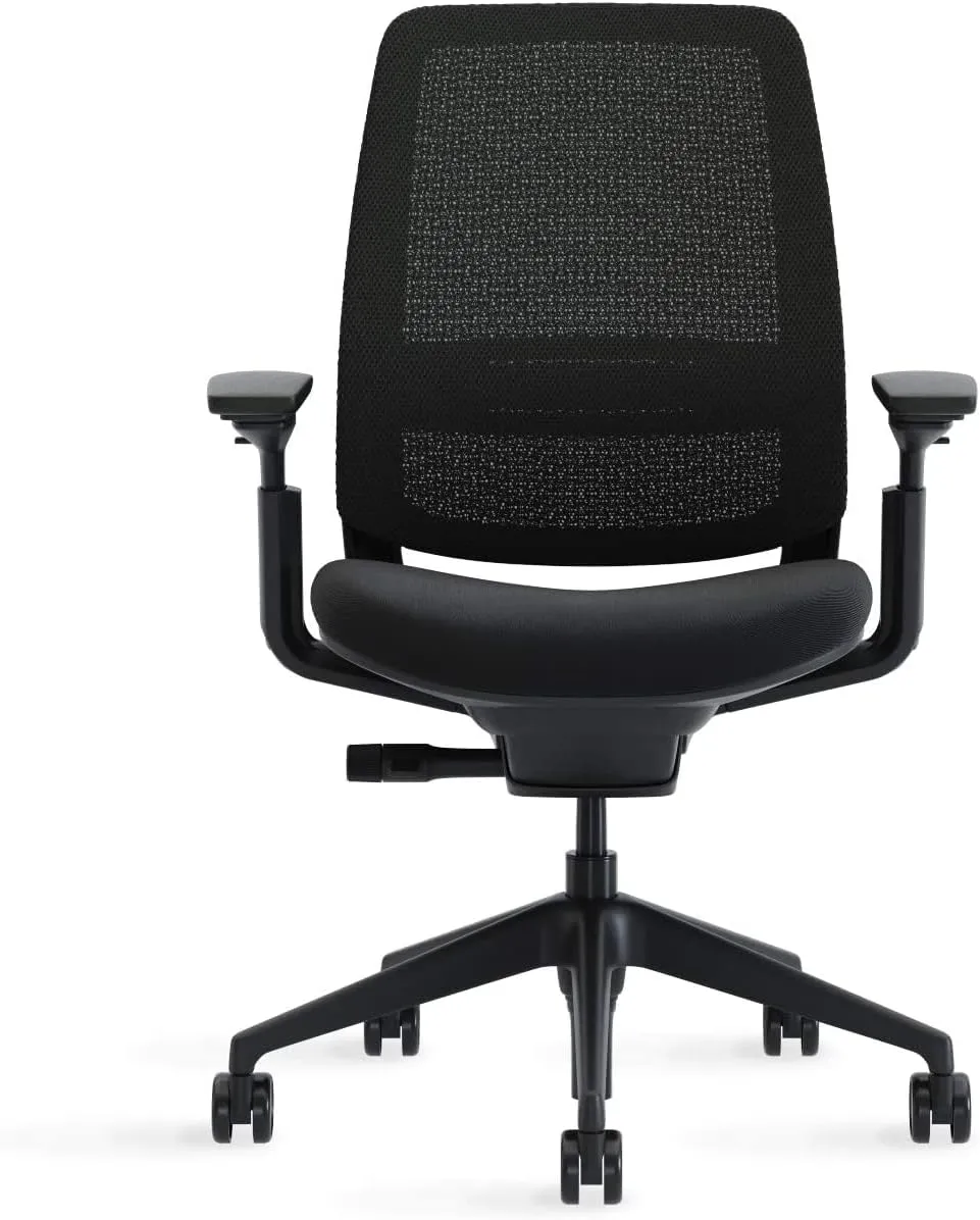 Steelcase Series 2 Office Chair, Black Frame and 3D Microknit Back, Cogent Fabric (Lagoon)