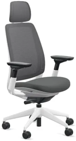 Steelcase Series 2 Office Chair with Headrest, Seagull Frame, Air Back and 3D Microknit Cogent Connect Licorice