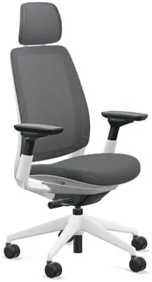 Steelcase Series 2 Office Chair with Headrest, Seagull Frame, Air Back and 3D Microknit Cogent Connect Licorice