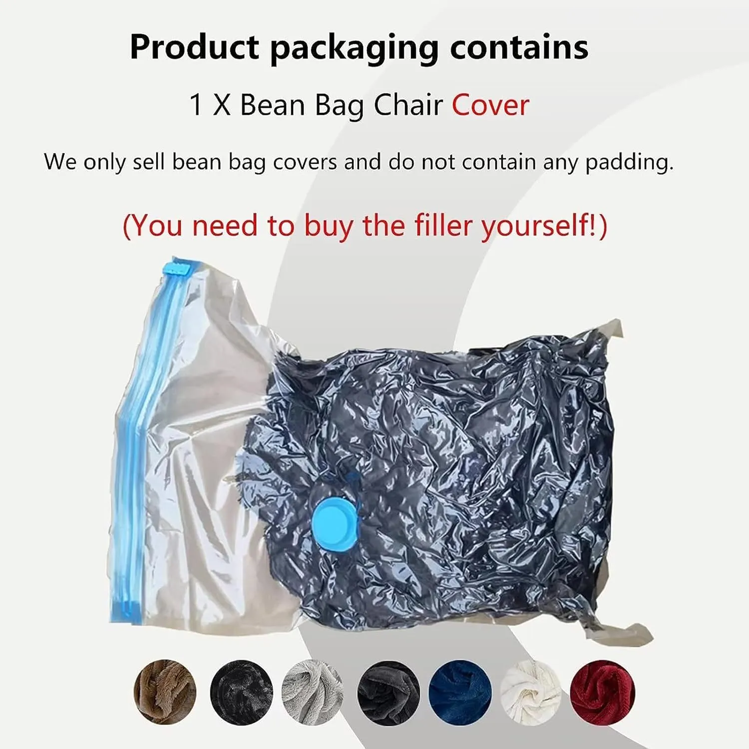 Storage Bean Bag Chair Cover(No Filler) for Organizing Plush Toys Or Textile，Pv Fleece Washable Large Bean Bag Chairs Cover for Adults for Living Room Bedroom Furniture (Grey, 7FT)