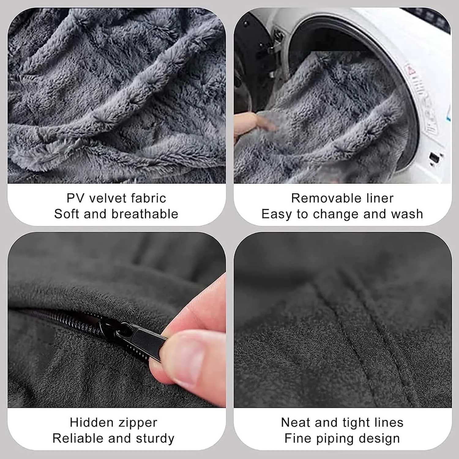 Storage Bean Bag Chair Cover(No Filler) for Organizing Plush Toys Or Textile，Pv Fleece Washable Large Bean Bag Chairs Cover for Adults for Living Room Bedroom Furniture (Light Grey, 4FT)