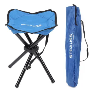 STRASS Folding Camping Chair: Portable & Foldable Stool | 4 Leg Stability | Compact Size | Blue