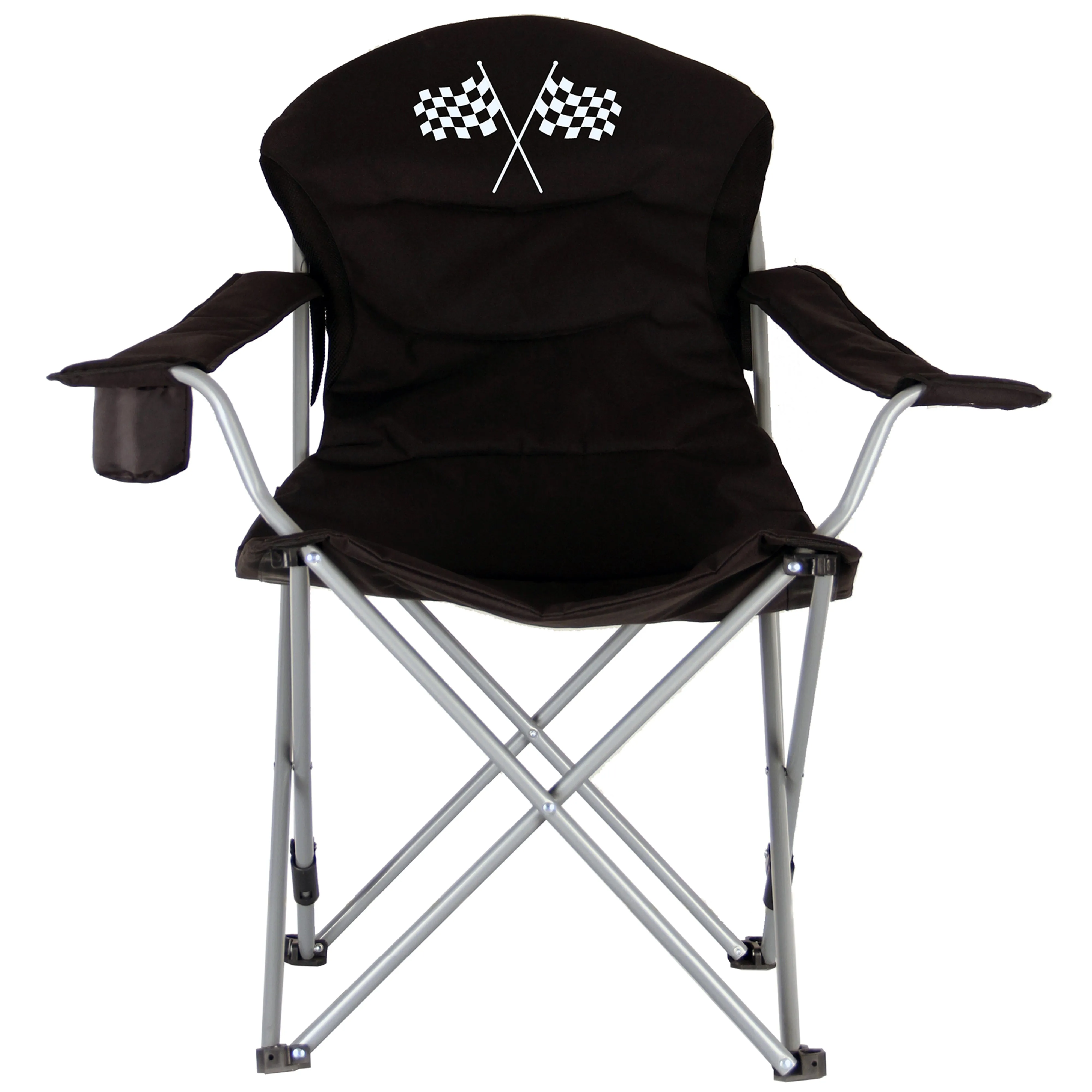 Stylish Camping Foldable Black/Flag Reclining Camp Chair
