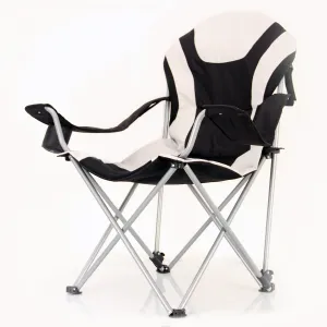 Stylish Camping Foldable Black/Gray Reclining Camp Chair