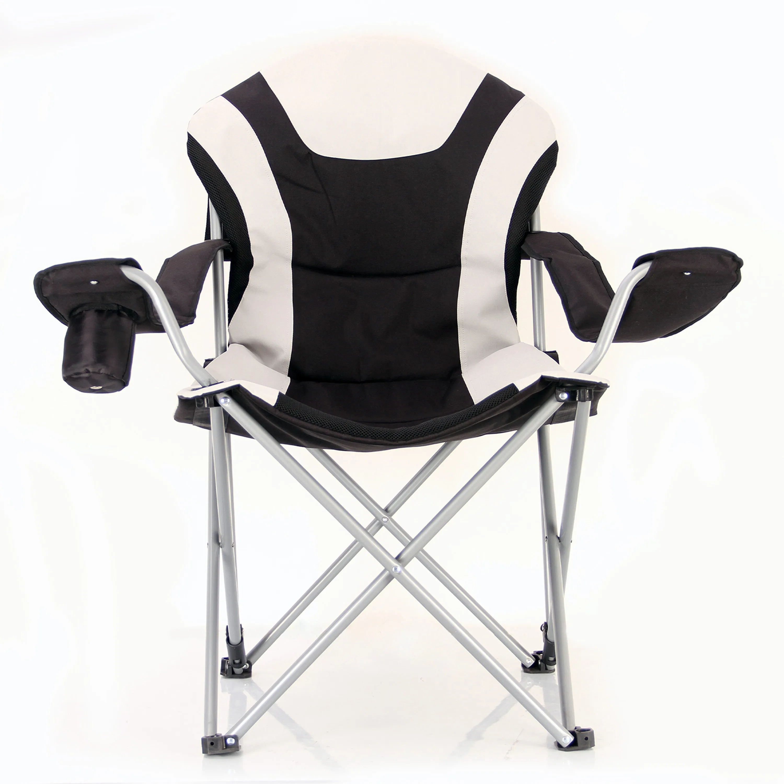 Stylish Camping Foldable Black/Gray Reclining Camp Chair