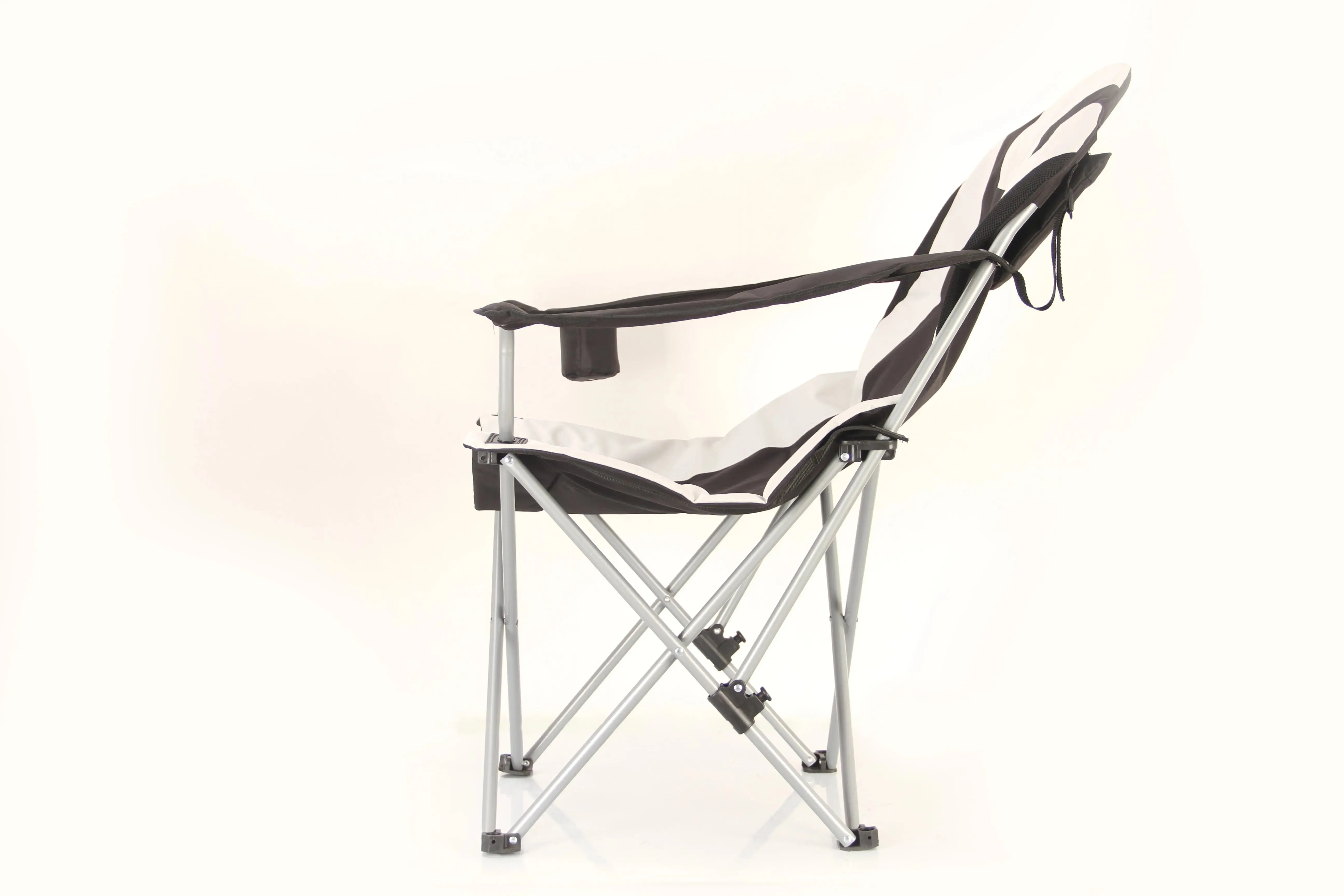 Stylish Camping Foldable Black/Gray Reclining Camp Chair