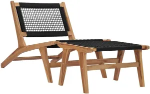 Sun Lounger with Footrest Solid Teak Wood and Ropepatio Chairs Tanning Chair Camping Chairs Outdoor Lounge chairsSuitable for Gardens, courtyards